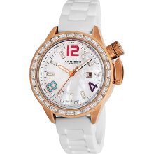 Akribos XXIV Women's Crystal Swiss Quartz MOP Strap Watch