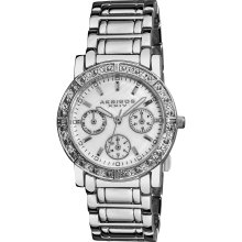 Akribos XXIV Women's Crystal Multifunction Bracelet Watch (Silver-tone)