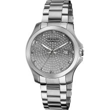 Akribos XXIV Women's Stainless Steel Crystal Pave Bracelet Watch (Silver-tone)