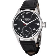 Alpina Mens Aviation Black Dial Black Leather Strap Automatic Watch Al-710b4s6