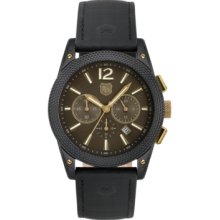 Andrew Marc Watch, Mens Chronograph Black Leather Strap 45mm A11407TP