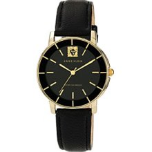 Anne Klein Genuine Leather Stainless Steel Ladies Watch - AK-1058BKBK