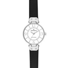 Anne Klein Modern Leather Strap Watch - Black Women's