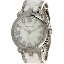 Anne Klein Two Tone Silver Tone Bracelet Watch with White Ceramic Accent