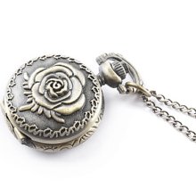Antique roses quartz small watch pocket necklace chain