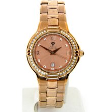 Aqua Master Rose Gold Dial Diamond Womens Watch W305 3