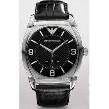 Armani Emporio Large Leather Ar0342 Gents Black Leather Watch