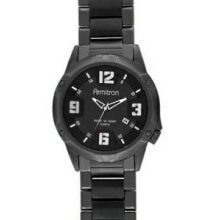 Armitron Men`s Black Plated Stainless Watch W/Black Dial & 4 Arabic Numbers