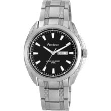 Armitron Mens Black Dial Dark Silver-Tone Watch