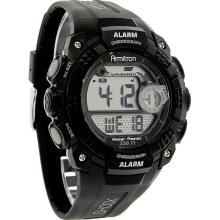 Armitron Mens Calendar Day/Date Chronograph Watch w/Digital Dial and Black Resin Band