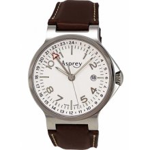 Asprey of London Watches Men's No. 8 White Dial Brown Leather Brown L