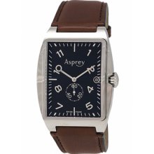 Asprey of London Watches Men's No. 8 Black Dial Dark Brown Leather Br