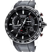 Atomic Black Stainless Steel Black Dial Eco-drive Chronograph Perpetua
