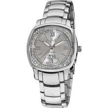 August Steiner Ladies Day Date Diamond Steel Bracelet Watch