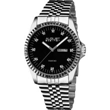 August Steiner Men's Diamond Stainless Steel Bracelet Watch (August Steiner men's diamond bracelet watch)