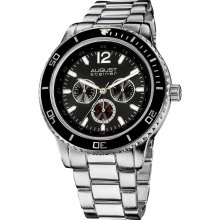 August Steiner Men's Quartz Multifunction Divers Bracelet Watch (Black)