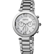 August Steiner Women's Step Dial Multifunction Bracelet Watch (Silver-tone)