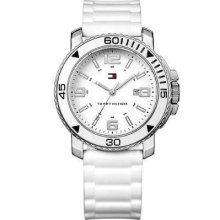 Authentic Tommy Hilfiger White Rubber Lady's Watch 1790822 With Box Receipt