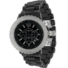 Avianne&Co Mens Ceramic Stainless Steel Black Chrono Diamond Watch 2.32 Ctw
