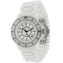 Avianne&Co Midsize White Ceramic Diamond Watch 1.04 Ctw