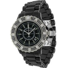 Avianne&Co Midsize Black Ceramic Diamond Watch 1.04 Ctw