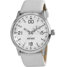 Axcent Mens M10 Stainless Watch - White Leather Strap - White Dial - AXTX55713-161