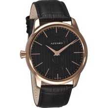 Azzaro Legend Mens Rose PVD Black Strap Watch AZ2060.52BB.000