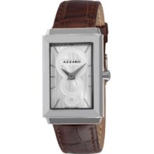 Azzaro Legend Rectangular Men's Swiss Quartz Leather Strap Watch