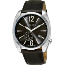 Azzaro Men s Seventies Swiss Made Quartz Black Leather Strap Watch