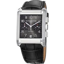 Baume & Mercier Men's Hampton Swiss Made Automatic Chronograph Black Leather Strap Watch