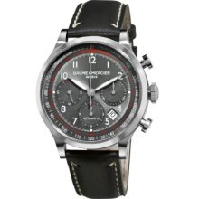 Baume & Mercier Men's Capeland Swiss Made Automatic Chronograph Black Leather Strap Watch