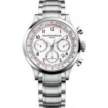 Baume and Mercier Capeland White Dial Chronograph Mens Watch MOA10061