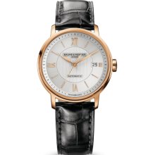 Baume and Mercier Classima Executives Silver Dial Leather Mens Watch MOA10037