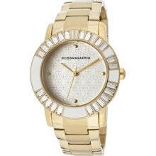 BCBG Watches Women's Enchante White Crystal Silver Dial Gold Tone Ion