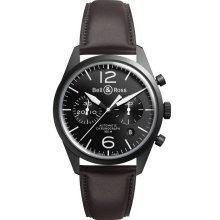 Bell & Ross Men's Vintage Black Dial Watch BRV126-BL-CA-SCA