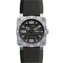 Bell & Ross Men's 'Aviation' Black Dial Black Rubber Strap Watch