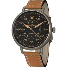 Bell & Ross Men's 'Vintage' Black Dial Tan Leather Strap Watch