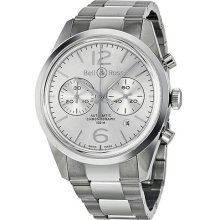 Bell and Ross Officer Automatic Chronograph Silver Dial Mens Watch BR126-WH-ST-SS
