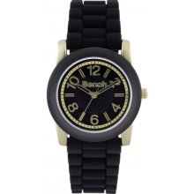 Bench Ladies Quartz Strap Watch With Black Dial Analogue Display And Black Silicone Band Bc0404gdbk