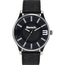 Bench Men's Quartz Strap Watch With Black Dial Analogue Display And Black Plastic Or Pu Band Bc0401lblbk