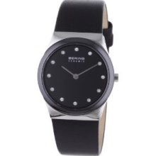 Bering 32230-442 Unisex Black Leather Stainless Steel Case Watch