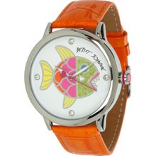 Betsey Johnson Female Fish Face Red Strap Watch