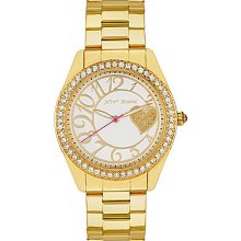 Betsey Johnson Gold Bling Bling Time Heart Boyfriend Watch