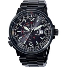 BJ7019-62E (BJ7005-59E) - Citizen Promaster Eco-Drive Black Nighthawk Euro Mens Pilots Watch