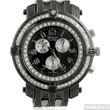 Black and Silver Military Big Face Bling Watch
