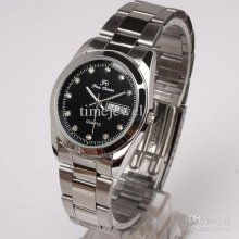 Black Face Crystal Day Date Stainless Steel Men Watch Stl Quartz N70