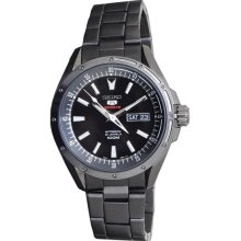 Black Stainless Steel Seiko 5 Automatic Black Dial Day and Date Display