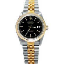 Black Stick dial rolex date just very fine stainless steel & gold watch - Black - Metal