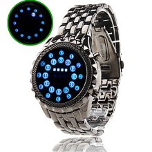 Blue LED Mirror Face Watch Wrist