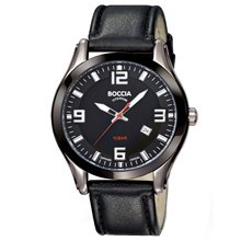 Boccia Men's Titanium Leather Strap Watch B3555-01